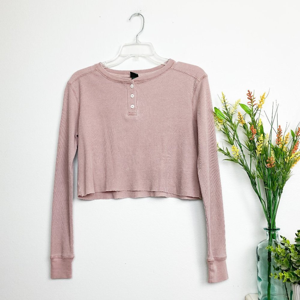 ⭐️ WILD FABLE Mauve Knit Waffle Thermal Crop Top Small